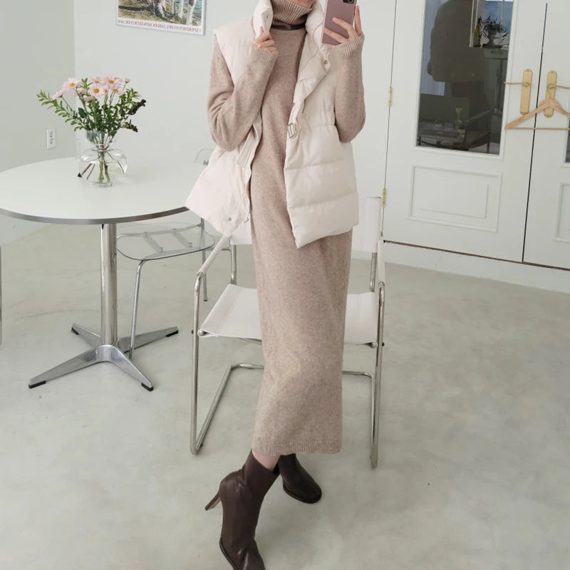 New 2025 Autumn Winter Sweater Dress Women Japanese y2k Turtleneck Long Sleeve Thicken Loose Knitted Long Dresses Hot Sale
